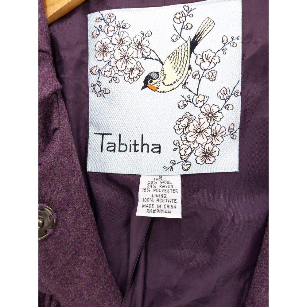 Anthropolgie Tabitha Foliage Finder Wool Jacket Ruffle Front Belted Purple - Picture 6 of 7